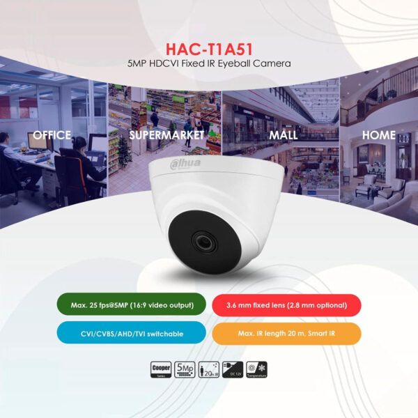 دوربین مداربسته آنالوگ داهوا مدل DH-HAC-T1A51P